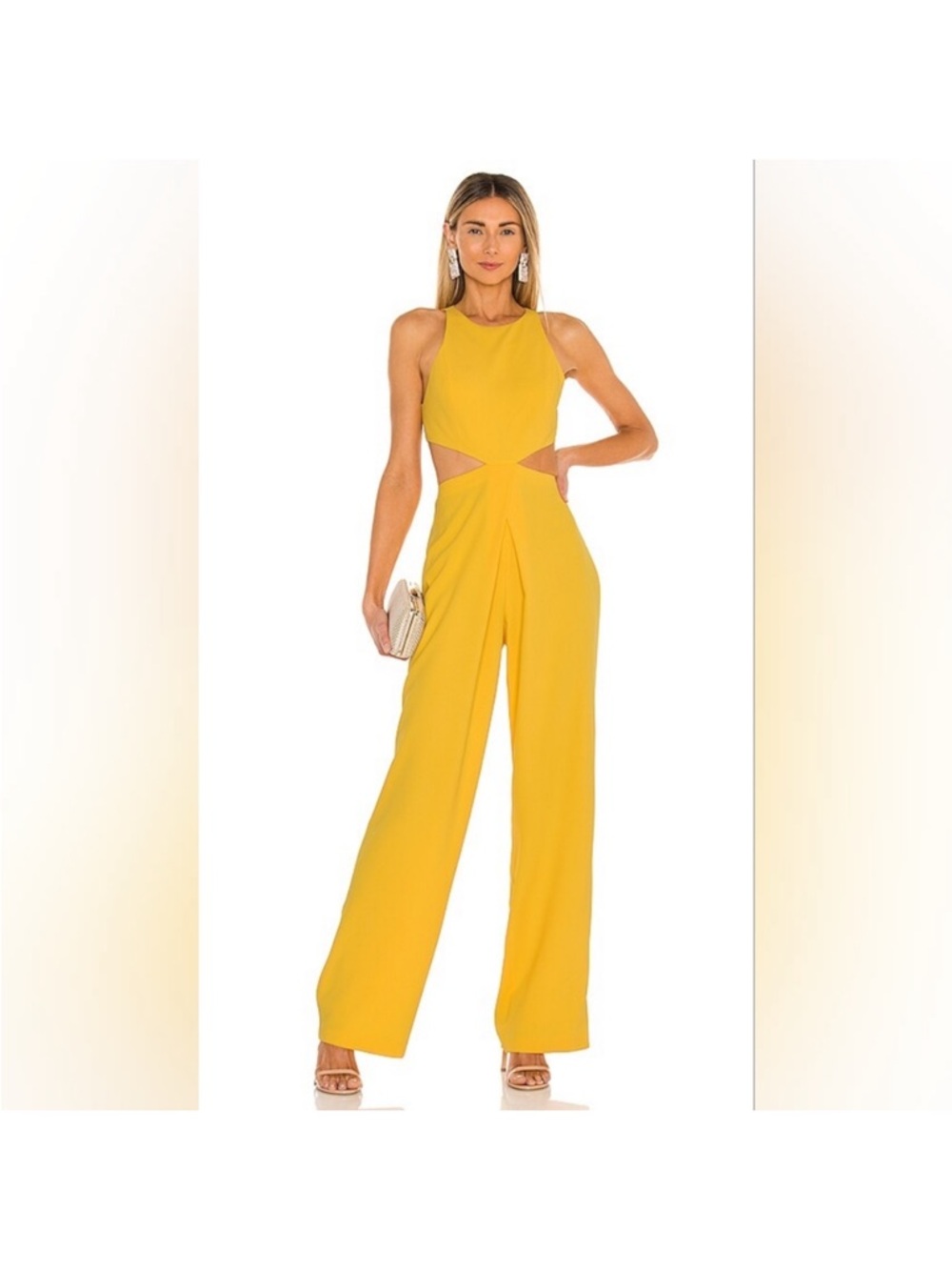 ALICE + OLIVIA "Cara" Cut-Out Jumpsuit - Golden Rod - size 0